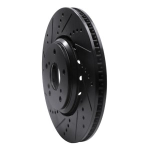 Acura ILX Brake Rotor (1) - Front Left - R1 Concepts - Drilled & Slotted - Black - `16-`22